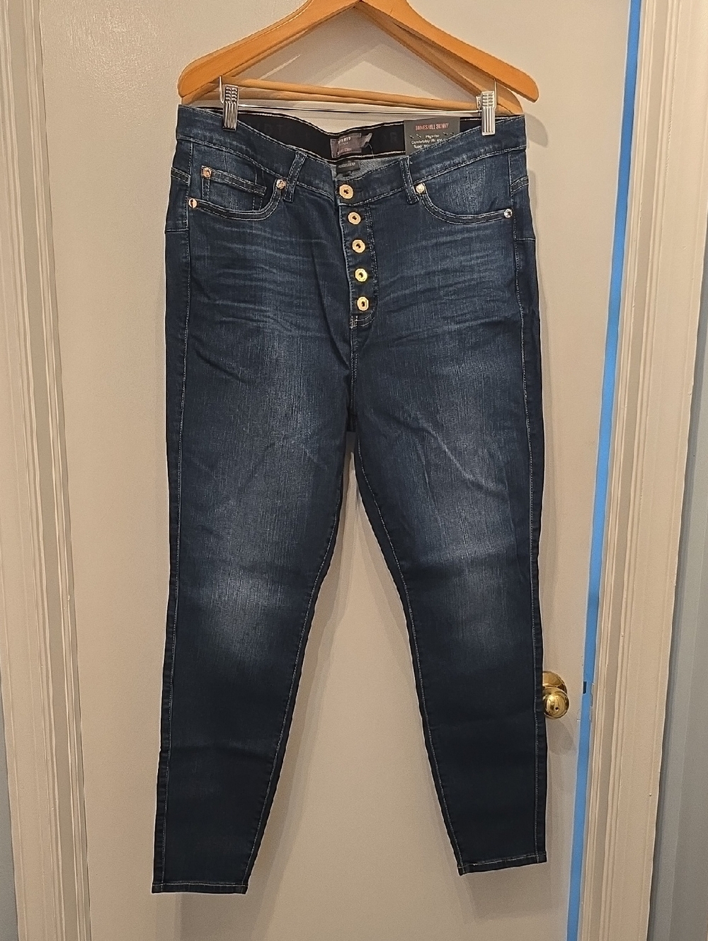 torrid Dark Blue High-Rise Button-Fly Skinny Jeans